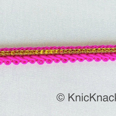 Fuchsia Pink And Gold Gimp Trim, Approx. 8mm wide, Upholstery Trim